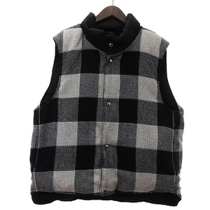 ミスターハリウッド COMPILE×WOOLRICH 23AW DOWN VEST リバーシブル ダウンベスト チェック 無地 黒 白 ホワイト 36 S位 ■SM1 メンズ