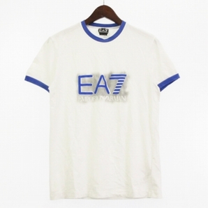 エンポリオアルマーニ EMPORIO ARMANI EA7 Tシャツ カットソー 半袖 クルーネック ロゴ プリント コットン混 白 ホワイト S トップス ■GY0の画像1