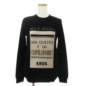  Max Mara beautiful goods white tag CAPOLAVORO 1951 knitted sweater long sleeve cashmere . wool print 13661813 black black S lady's 