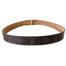 ルイヴィトン LOUIS VUITTON ベルト モノグラム サンチュール キャレ M6800 本革 レザー 78cm ダークブラウン メンズ レディース_画像3