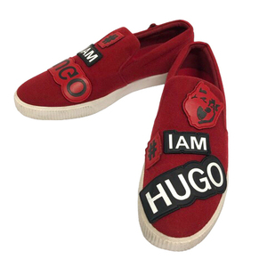  Hugo Boss HUGO BOSS 50397202 slip-on shoes sneakers shoes badge Logo 43 red red men's 