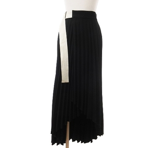 ラインヴァンド LEINWANDE Pleats Wrapped Skirt プリーツラップスカート ロング丈 テープ 0219030701 黒 ブラック F レディース