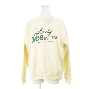  Lee LEE sweatshirt cut and sewn round neck long sleeve print Logo cuffs rib M beige vanilla /AH21 * lady's 