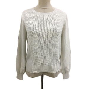  Reflect Reflect sweater knitted pull over round neck lame plain long sleeve 9 white white lady's 