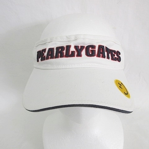 パーリーゲイツ PEARLY GATES ゴルフ サンバイザー 帽子 ニコちゃん 30周年記念 ロゴ 刺繍 白 ホワイト メンズ レディース