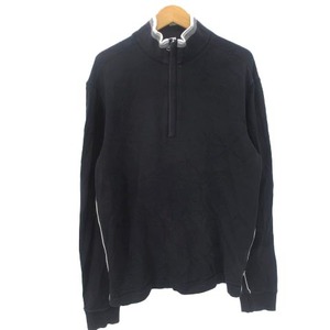  Hugo Boss HUGO BOSS knitted half Zip side line cotton black black M #GY01 men's 