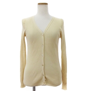 te milk s Beams Demi-Luxe BEAMS ensemble knitted cardigan cut and sewn long sleeve no sleeve V neck plain cotton beige re