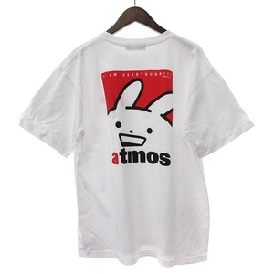 アトモス うさぎゅーん！ x atmos S/S TEE RED 23FA-S コラボ Tシャツ カットソー 半袖 丸首 プリント コットン 白 ホワイト XL メンズ