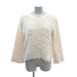  Olive des Olive OLIVE des OLIVE knitted sweater long sleeve V neck boa F white cream /CT lady's 