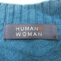 ヒューマンウーマン HUMAN WOMAN ニット セーター Vネック 長袖 ウール M 青 ブルー /MN レディース_画像5