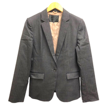 アンタイトル UNTITLED スーツ ジャケット スカート ストライプ ウール混 膝丈 4 グレー レディース_画像2