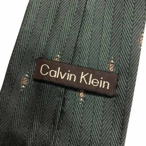 カルバンクライン CALVIN KLEIN ネクタイ レギュラータイ 総柄 光沢 絹 シルク 緑 グリーン ベージュ レディースの画像3