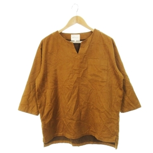  The shop tea ke-THE SHOP TK cut and sewn pi-chis gold key neck 7 minute sleeve fake suede L tea Brown /AH23 * men's 