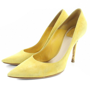  Christian Dior Christian Diorpo Inte dotu suede pumps pin heel 37 24cm yellow color yellow /SR37 #SH lady's 