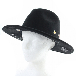 ザラ ZARA 帽子 刺繍 ハット ウール 黒 ブラック /SR34 レディース