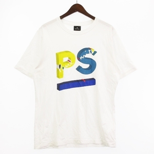 ポールスミス PAUL SMITH Tシャツ カットソー 半袖 クルーネック ロゴ プリント コットン 白 ホワイト XL トップス ■GY01 メンズ