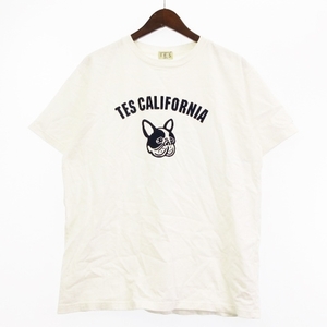 テス TES TheEndlessSummer Tシャツ カットソー 半袖 フレンチブル ベロア コットン 白 ホワイト L トップス ■GY01 メンズ
