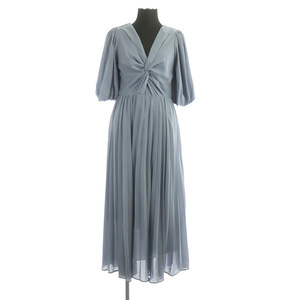  Snidel snidel 21SS Sustainable chiffon twist pleat One-piece long . minute sleeve puff sleeve 0 blue blue /MY #OS lady's 