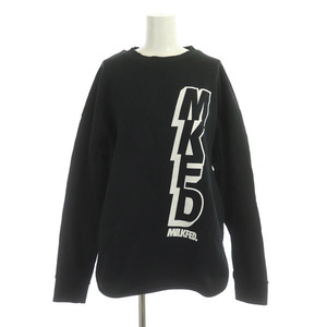 ミルクフェド MILKFED. トレーナー PRINTED MKFD SWEAT TOP スウェット 長袖 プルオーバー プリント オーバーサイズ ONE 黒 ブラック