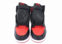 ナイキ NIKE WMNS AIR JORDAN 1 RETRO HI OG Satin Bred エアジョーダン ワン サテン ブレッド FD4810-061 27.5 黒 赤 ブラック レッド ▲_画像2