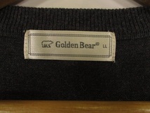 ゴールデンベア GOLDEN BEAR ベスト ニット Vネック 袖なし ロゴ ワンポイント 刺繍 グレー sizeLL QQQ メンズ_画像3