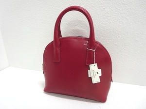 未使用品 ハナエモリ HANAE MORI 牛革レザー ミニハンドバッグ 赤 イタリア製 かばん 鞄 レッド レディース