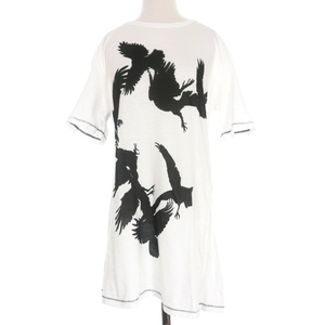 アンドゥムルメステール ANN DEMEULEMEESTER 影絵プリント バックオープン Tシャツ カットソー 半袖 36 ホワイト 白 国内正規 レディース