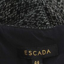 エスカーダ ESCADA ワンピース アシンメトリー ロング ノースリーブ 44 M 黒 ブラック シルバー_画像3