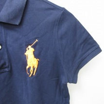 ラルフローレン RALPH LAUREN THE SKINNY POLO ポロシャツ カットソー 半袖 ビッグポニー刺繍 紺 ネイビー 165 M 1127 ■WY レディース_画像4