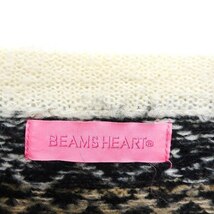 ビームスハート BEAMS HEART 半袖 ニット セーター 丸首 クロップド丈 ノルディック柄 モヘヤ混 F ベージュ ブラック 黒 /FT45 レディース_画像3