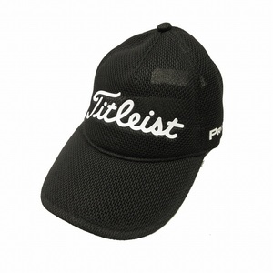 美品 タイトリスト TITLEIST × フットジョイ FootJoy メッシュ キャップ 帽子 ロゴ ゴルフ スポーツ 黒 ブラック メンズ