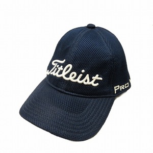 美品 タイトリスト TITLEIST × フットジョイ FootJoy メッシュ キャップ 帽子 ロゴ ゴルフ スポーツ ネイビー メンズ