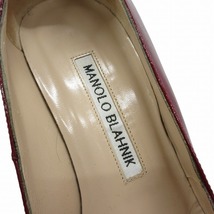 マノロブラニク MANOLO BLAHNIK エナメル レザー パンプス ヒール シューズ 靴 イタリー製 サイズ34.5 赤 レッド系 レディース♪10_画像6