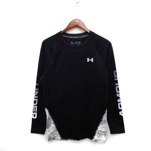 アンダーアーマー UNDER ARMOUR インナー Tシャツ 切替 クルーネック 長袖 ロゴ ポリエステル スポーツウエア XXL ブラック 黒 /FT30 メン