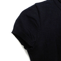 エムプルミエ ブラック M-Premier BLACK ニット セーター タートルネック シルク混 ウール クロップド 半袖 36 黒 ブラック /NT8_画像6