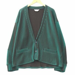 ジエダ Jieda 日本製 RIPPLE CARDIGAN リップル カーディガン 2(M) グリーン/ブラウン