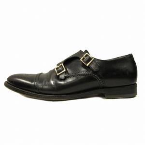 サントーニ SANTONI ダブルモンクストラップ ドレス シューズ 靴 ストレートチップ メダリオン レザー ビジネス フォーマル 9 28cm相当 黒