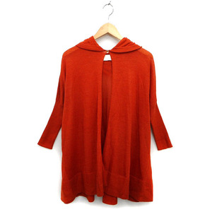  Untitled UNTITLED cardigan knitted alpaca . wool . rib hood long sleeve 2 orange /NT31 lady's 