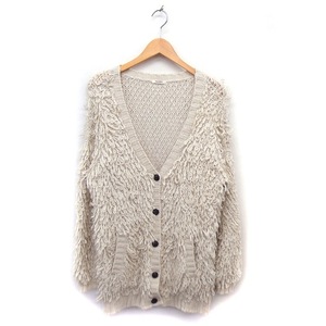  Moussy moussy loop knitted V neck cardigan acrylic fiber F beige /FT29 lady's 