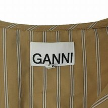 ガニ― GANNI 近年 美品 小さいサイズ チュニック ブラウス シャツ ストライプ フリル 長袖 ベージュ ホワイト 白 34 約XS 1207 レディース_画像3