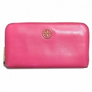 トリーバーチ TORY BURCH ロゴ 金具 ラウンドファスナー 長財布 ロングウォレット ピンク ゴールド レディース ▽12