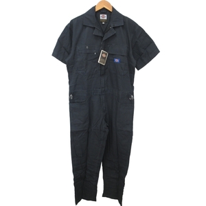 未使用品 ディッキーズ Dickies タグ付き 712 オーバーオール つなぎ オールインワン ロゴ 半袖 紺 ネイビー M 1207 AL12 メンズ