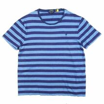 ポロ ラルフローレン POLO RALPH LAUREN ワンポイント ロゴ ポニー刺繍 ボーダー柄 Tシャツ カットソー クルーネック 半袖 トップス L ネイ_画像1