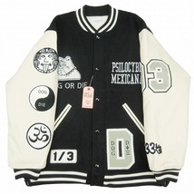 美品 22AW ブラックウィドゥ Black Weirdos VARSITY JACKET メルトン × カウレザー スタジャン バーシティ ジャケット 牛革_画像1