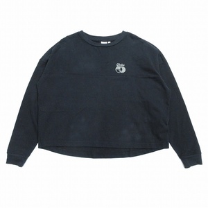  Moussy moussy Logo flocky print sweatshirt sweat cut and sewn pull over switch black black lady's!11