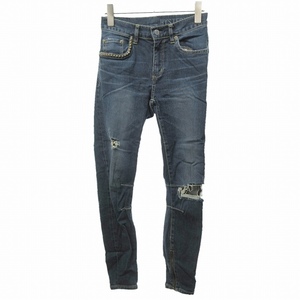  Hysteric Glamour HYSTERIC GLAMOUR прекрасный товар Denim брюки джинсы повреждение обработка обтягивающий стрейч старт tsu синий blue 23 примерно XS