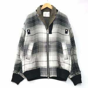 サカイ sacai チェックドッキングMA-1 1(S) カーキ