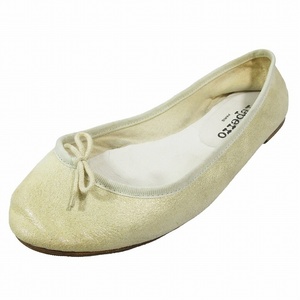 レペット Repetto バレエシューズ フラット パンプス リボンモチーフ ラメ アイボリー/7 レディース