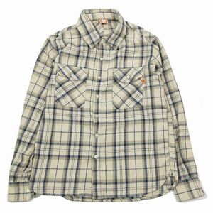 アンディフィーテッド UNDEFEATED FLANNEL SHIRT フランネル ネルシャツ 長袖 チェック柄 カットソー S ベージュ ブルー JP20010/3 メンズ