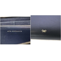 アニヤハインドマーチ ANYA HINDMARCH ラージジップラウンドウォレト レインボーウィンク 長財布 ラウンドファスナー レザー 紺_画像3